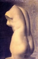 Study drawing of plaster cast of ancient Greek Aphrodite, toss from c. 500 BC