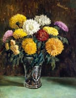 Chrysanthemums in a Cut Glass Vase