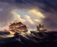 A British Frigate Approaching Another Vessel in a Heavy Sea