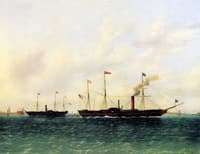 The U.S. Mail Steamship "Washington" Flying the Mail Flag Passing the "Hermann" off Governors Island