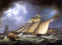 An Armed Topsail Schooner in Stormy Weather