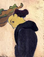 Woman in Profile Wearing a Green Hat