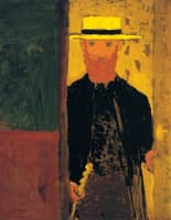 Self-Portrait with Cane and Straw Hat