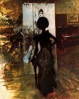 Woman in Black Looking at the Portrait of Signora Emiliana Concha de ossa
