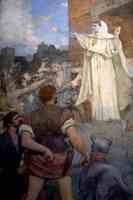 St. Genevieve makes confidence and calm to frightened Parisians of the approach of Attila
