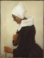 Breton Peasant Woman Holding a Taper