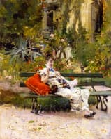 Berthe Sewing in the Garden