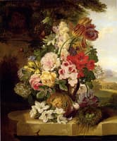 Still Life With Tulips, Roses, Passion Flowers And A Butterfly