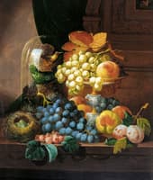 Fruit, Birds Nest and Birds in Bell Jar