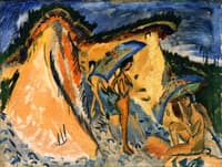 Fehmarn Dunes with Bathers under Japanese Umbrellas