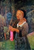 Young Girl with a Pink Stocking
