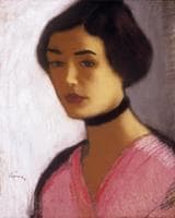 Woman in Pink Dress and Black Collar