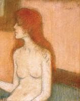 Sitting Nude with Red Hair