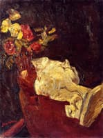 Vase of Roses with Plaster Statue