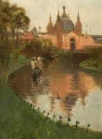 View from the Canal of the Industrial Hall, Kelvingrove, at the First International Exhibition