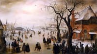 Winter Landscape with Skaters near a Village