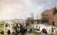 A Scene on the Ice near a Brewery