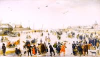 Winter Scene on a Frozen Canal