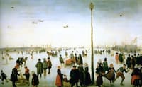 Winter Landscape with a Frozen River and Figures