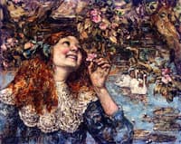 A Young Girl with Swans