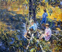 Three Children Fishing