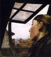 Young Girl Looking out of a Window
