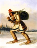Indian Trapper on Snowshoes