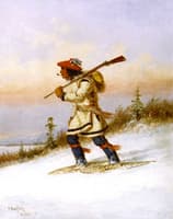 Indian Trapper on Snowshoes