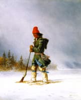 Hunter Resting Gun on a Showshoe