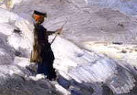 Woman Standing in a Winter Landscape