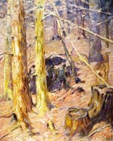 Forest Interior with Deer