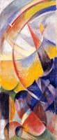 Mountain Landscape with Rainbow (left hand part of three part fire screen)