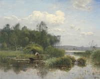 A Boatman in an Extensive River Landscape