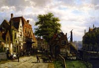 Figures in a Dutch Town on a Sunny Day
