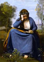 Woman Crowned with Flowers Reading