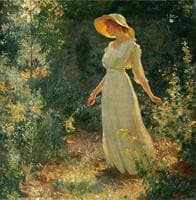 Woman in a white dress in a garden