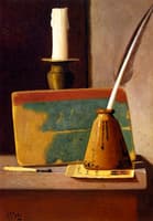 Quill in Inkwell, Book and Candle
