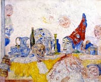 Pierrot and Skeleton in a Yellow Robe