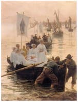 Arrivée du pardon de sainte Anne de Fouesnant à Concarneau