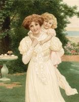 Mother and child in the garden