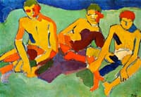 Three Figures Seated on the Grass