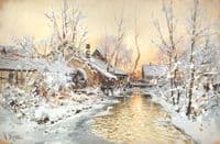 Water Mill in the Snow