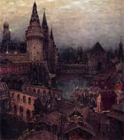 17th Century Moscow. At Dawn. Voskresensky Gates