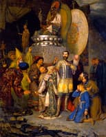 Prince Mikhail Chernigovsky before Batu Khan's Headquarters