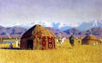Kirghiz Nomad Tents on the River Chu
