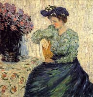 Young Woman with Bunch of Lilac