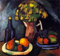 Still LIfe with Bouquet, Fruit Bowls and Bottle