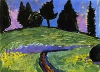 Dark Trees over Green Slope