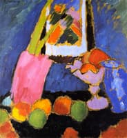 Still LIfe with Apples and Violet Fruit Stand