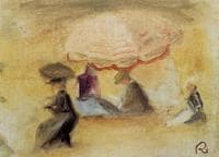 On the Beach, Figures under a Parasol